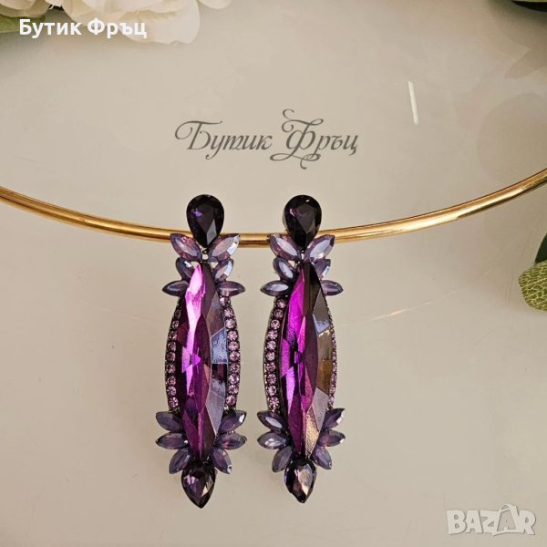 Обеци лилави кристали , снимка 1