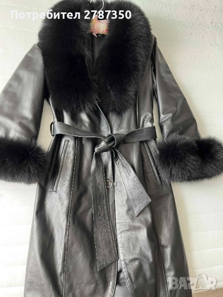 Палто от естествена кожа с естествен косъм, снимка 1