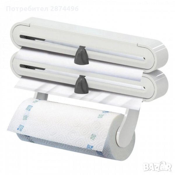 3в1 кухненски диспенсър за хартия и фолио с резец - код 3251, снимка 1