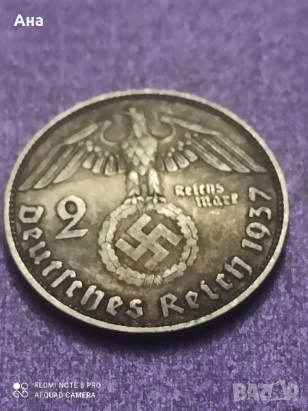2 Марки 1937година сребро Трети Райх

, снимка 1