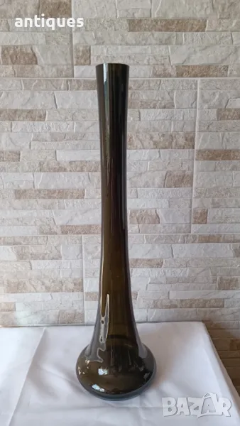 Голяма стъклена ваза - тъмно зелена - 53см, снимка 1