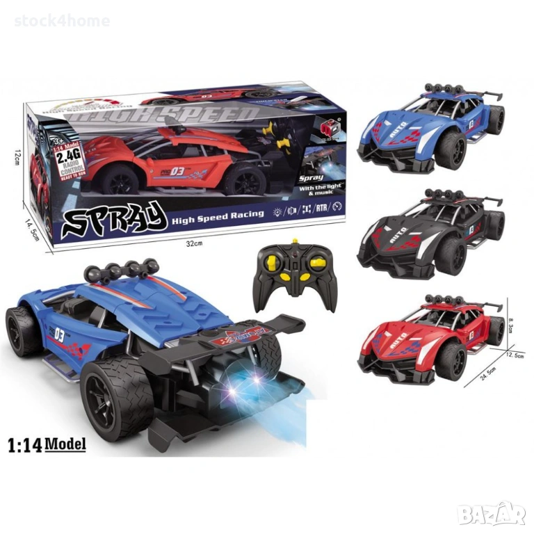 RC количка със спрей, 4x4, дрифт, 2.4G, 30-50м, пълен комплект, снимка 1