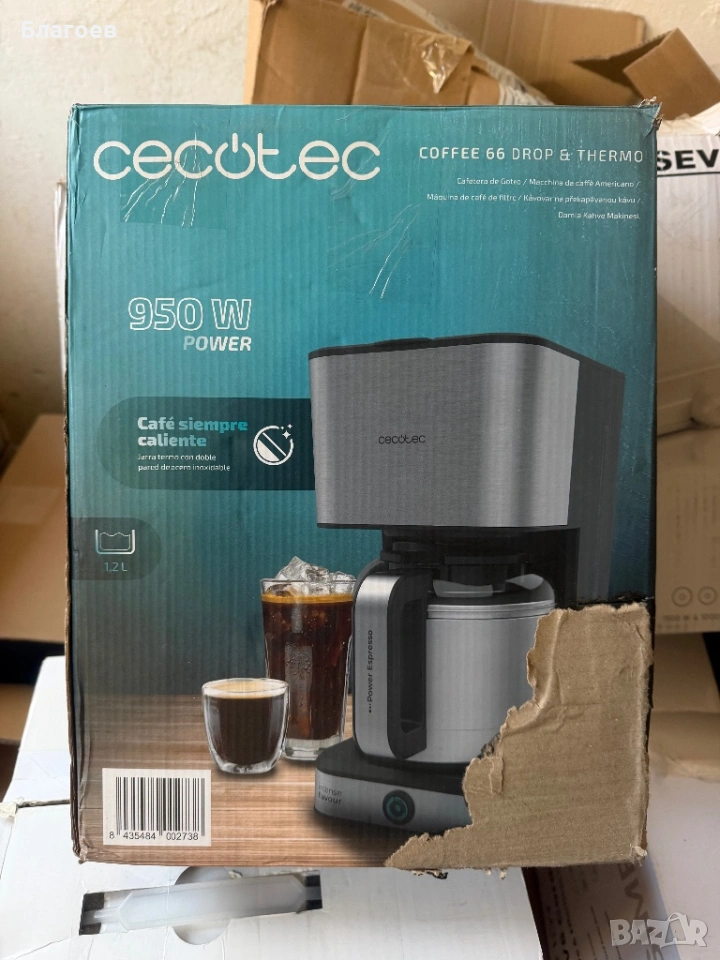 Кафемашина Cecotec Coffee 66 Drop & Thermo, 12 чаши, инокс, 950W, 1.5L, снимка 1