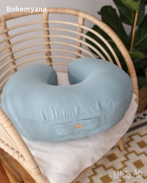 Babyly ленена възглавница – синя, снимка 1