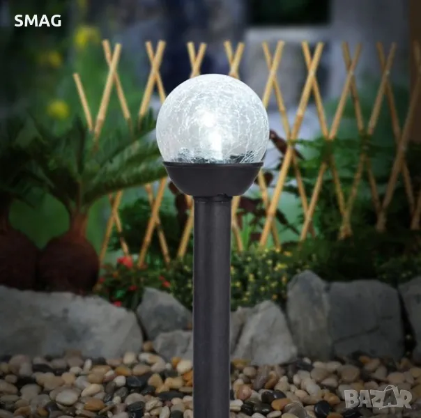 Слънчев фенер соларна лампа топка черен 23.5cm S_1123309, снимка 1