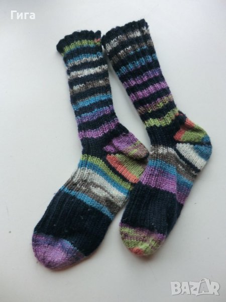шарени плетени чорапи ходило 16, конч 18, снимка 1