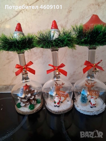 стъклени свещник за Коледа, снимка 1