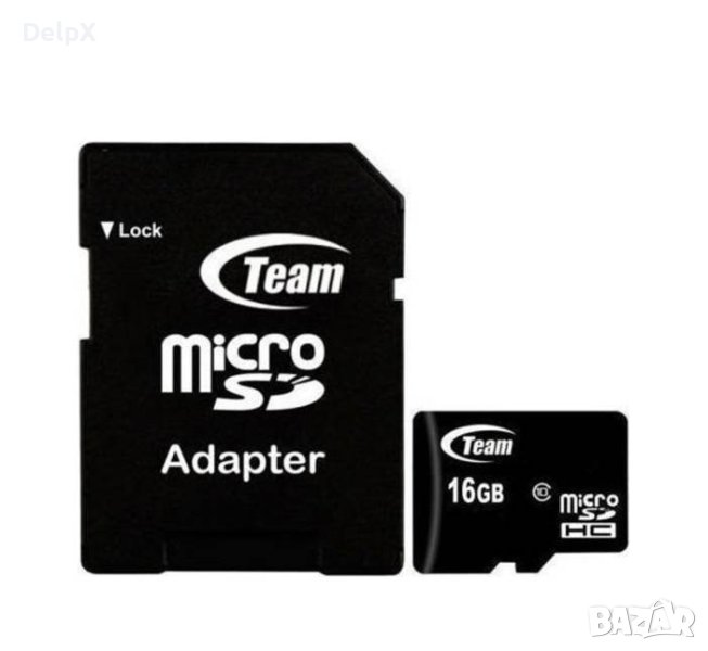 MicroSDHC, карта памет TEAMGROUP, клас 10, адаптер, 16GB, снимка 1