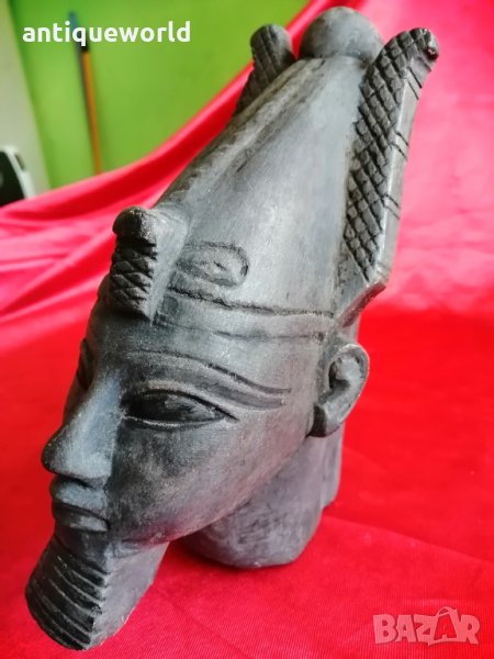 Уникална Статуя ФАРАОНСКА Глава ТЕРАКОТА Статуетка, снимка 1