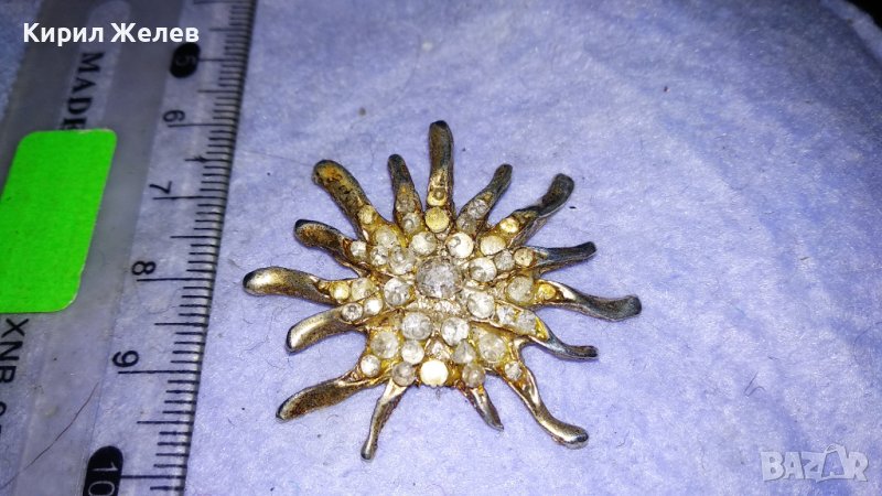 СТАР ПОСРЕБРЕН ФЛОРАЛЕН КРИСТАЛЕН АРТ МЕДАЛЬОН - ЕДЕЛВАЙС 34560, снимка 1