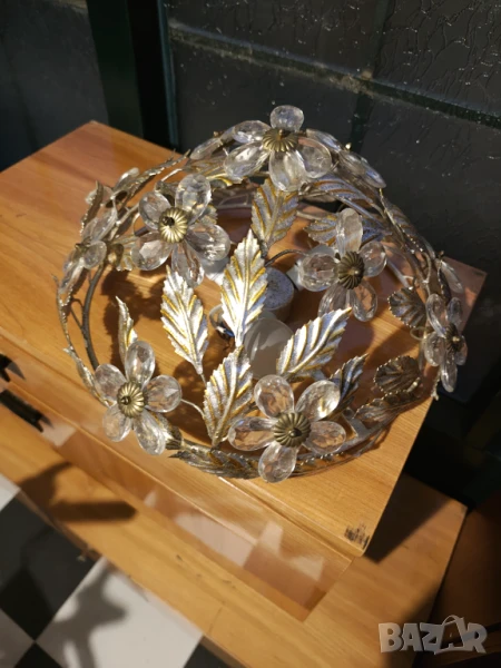 Арт Деко Ретро плафон желязо кристал, снимка 1