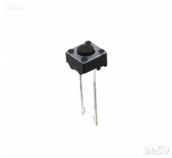Малък бутон 2pin 6x6x7mm незадържащ НО черен 12V 0,05A H=3,5mm, снимка 1
