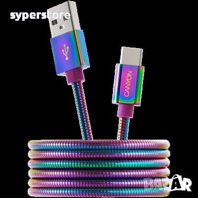 Зареждащ кабел CANYON UC-7 Type C USB 2.0 standard cable, 1.2М, Лилав SS30243, снимка 1