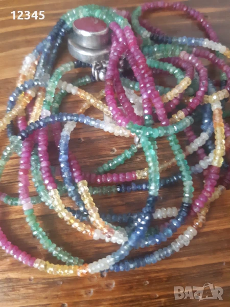 Огърлица естествени камъни,  сребърна закопчалка- рубин, снимка 1