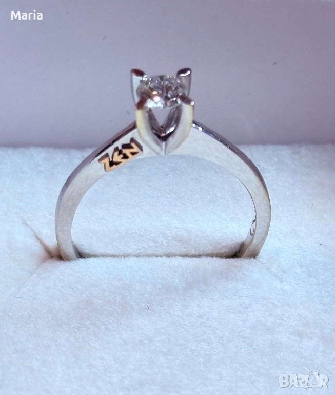 Дамски пръстен бяло злато и диамант, снимка 1
