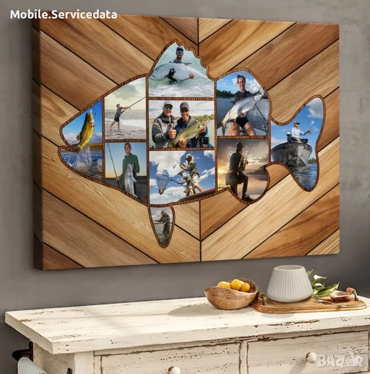 Метална кутия за снимки с риболовен мотив | Персонализирано стеннo изкуство Ретро дизайн , снимка 1