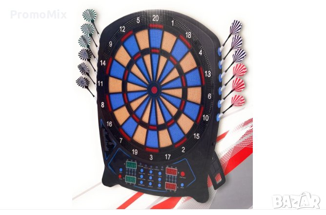 Дартс игра с електронна мишена Elektronisches Dart Spiel 212607 стрели Електронен дартс мишена игра, снимка 1