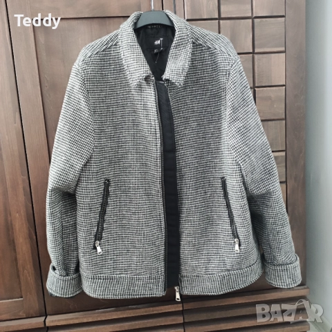 Вълнено бомбър яке H&M, размер L, унисекс, снимка 5 - Якета - 52155561