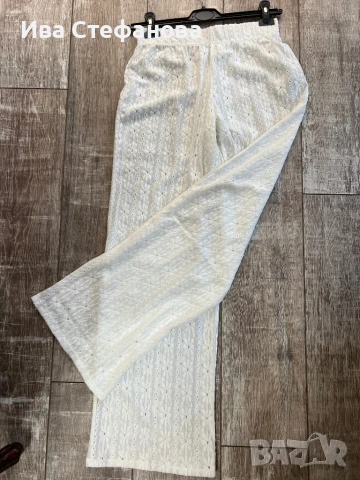 Нов бял висока талия спортно елегантен еластичен панталон , снимка 7 - Панталони - 40368001
