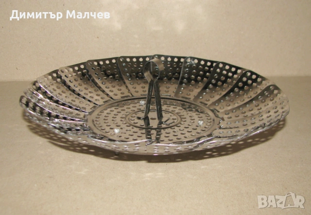 Сгъваема метална поставка за варене на пара 23 см, отлична, снимка 3 - Съдове за готвене - 53848005