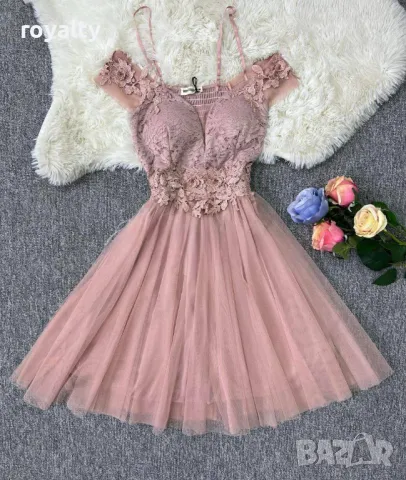 Дамска рокля с тюл и дантела Различни цветове 