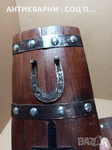 Комплект Стари Ръчно Изработени Стенни Лампи От Старо Дъбово Буре. , снимка 6 - Антикварни и старинни предмети - 52841377