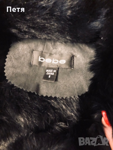 Bebe Дамско черно палто - заешка кожа, снимка 3 - Палта, манта - 36061309