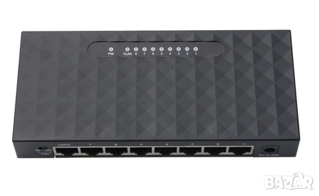 8 Port FAST VLAN Switch MDI/MDIX Auto Uplink Switch 7+1 DC IP Камери 8 Портов Суич за Защитена Мрежа, снимка 3 - IP камери - 41328846
