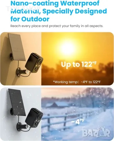 FOAOOD Безжични камери за сигурност на открито със слънчеви панели Камери за домашна сигурност, Дома, снимка 3 - HD камери - 48925486