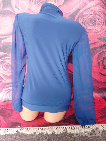 Турско синя официална блуза С/М, снимка 2 - Блузи с дълъг ръкав и пуловери - 41375568