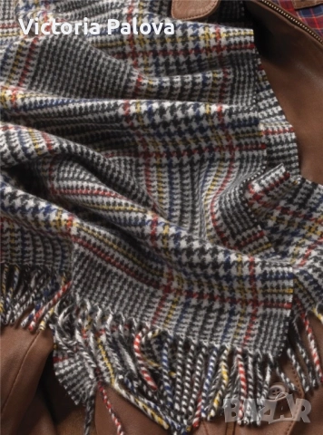 Голям кариран шал oversized с акцент в бордо, снимка 10 - Шалове - 52795972