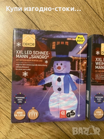 Коледна декорация - Дядо Коледа и Снежен човек 120см, снимка 4 - Други - 52386843