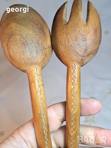 ретро дървени прибори за хранене дърворезба 34/1, снимка 6 - Декорация за дома - 53568338