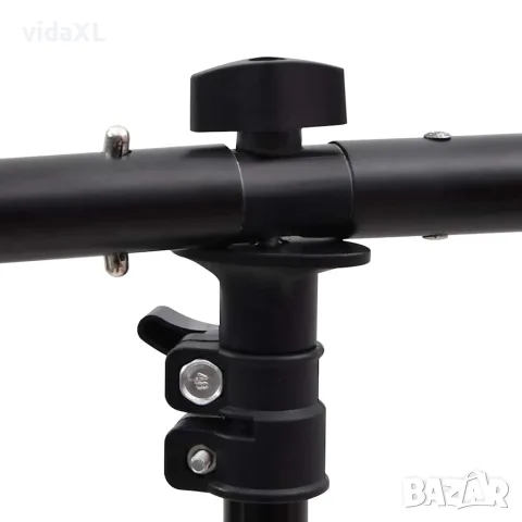 vidaXL T-образна стойка за фон, черна, 151x60x(70-200) см, снимка 7 - Светкавици, студийно осветление - 56146273