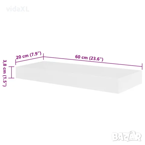 vidaXL Бял МДФ плаващ стенен рафт за съхранение на книги/DVD, снимка 5 - Етажерки - 56146307