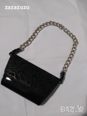 ЕСТЕСТВЕНА КОЖА малка черна италианска чанта, снимка 4 - Чанти - 50051169