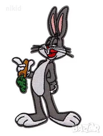 Bugs Bunny Looney Tunes Бъгс Бъни Заек емблема апликация за дреха дрехи самозалепваща се нашивка