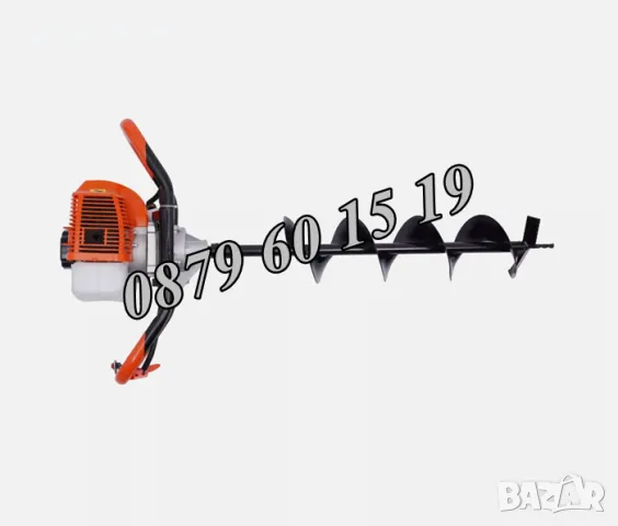 Немски Моторен Бензинов Свредел за дупки 72 куб със свредло 100 мм, колове, огради, лозя, дръвчета, снимка 3 - Градинска техника - 48002608