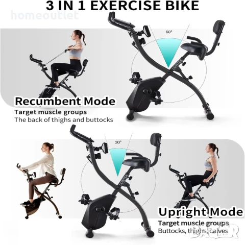 ПРОМОЦИЯ Сгъваем многофункционален велоергометър LONTEK XB-SJ202, снимка 8 - Велосипеди - 50970444