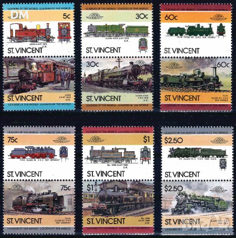 Сейнт Винсент 1985 - Leaders of the World 5 локомотиви MNH, снимка 1 - Филателия - 42352942