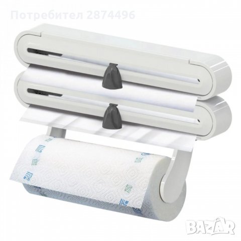 3в1 кухненски диспенсър за хартия и фолио с резец - код 3251