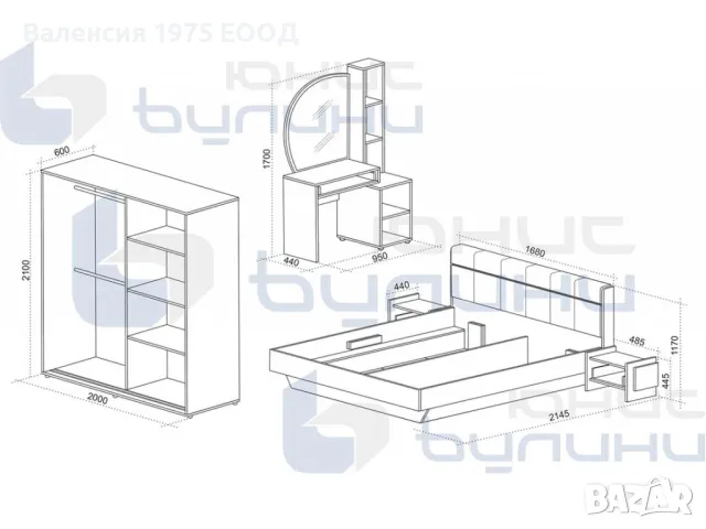 Спален комплект Комфорт, снимка 3 - Спални и легла - 49360314