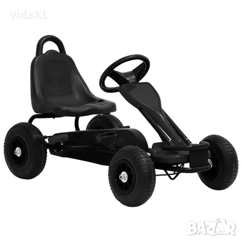 vidaXL Детски картинг с педали и гуми, черен