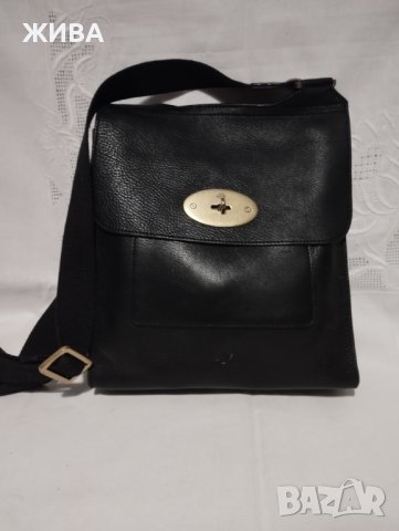 MULBERRY ЕСТЕСТВЕНА КОЖА - черна, мъжка чанта през рамо, снимка 1 - Чанти - 41682758