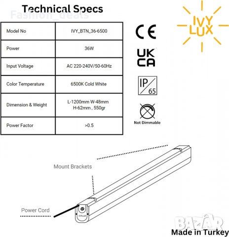 Нова таванна светлина 36W Осветление за гараж склад магазин, снимка 3 - Лампи за таван - 39375120