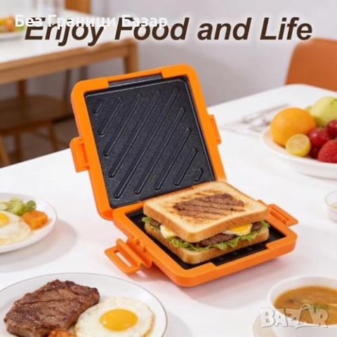 Нов Тостер за микровълнова с незалепващи плочи за сандвичи готвене дом, снимка 7 - Съдове за готвене - 53746029