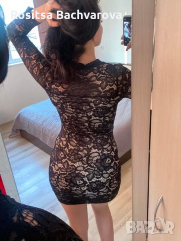 Дантелена рокля с дълъг ръкав, М размер, снимка 4 - Рокли - 35985326