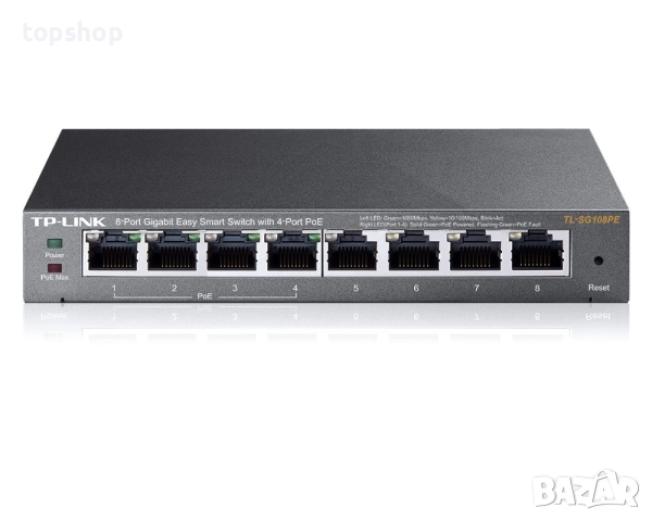 Чисто нов 8 портов пое суич Switch (Комутатор) TP-Link TL-SG108PE PoE TL-SG108PE  Комутатор ..., снимка 8 - Суичове - 51787900