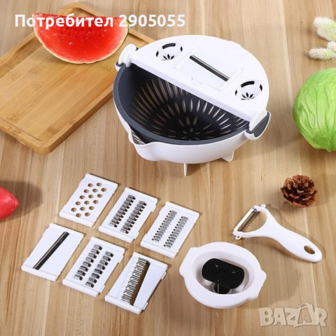 Резачка за зеленчуци и ренде S o r t e x + аксесоари 9 in 1, снимка 5 - Аксесоари за кухня - 44561667