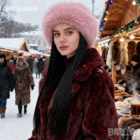 Красива дамска шапка от естествен косъм.